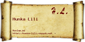 Hunka Lili névjegykártya